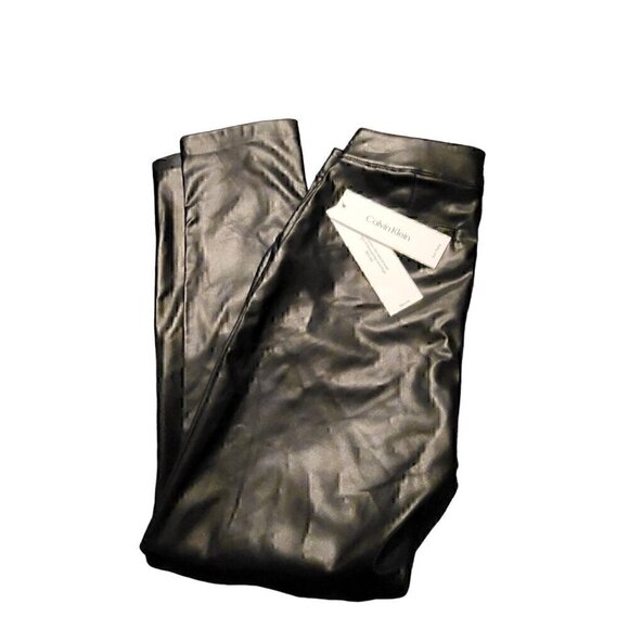 Calvin Klein Women's Slim-Leg Faux Leather Pants Sz 2P NWT - Picture 2 of 5